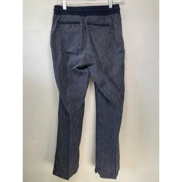 ATHLETA Woman's Cabo Tide Linen Pants Navy Stripe, Size 4 - Picture 2 of 5
